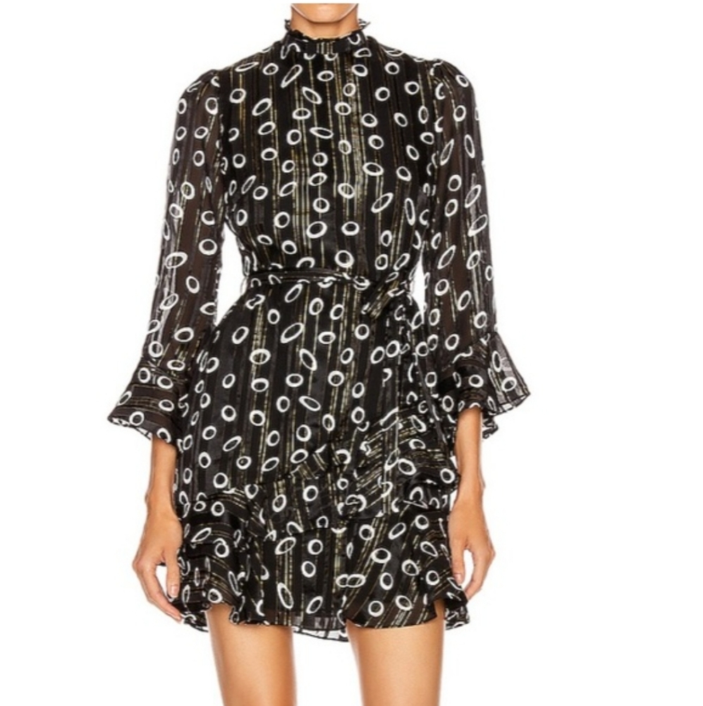 SALONI Marissa Mini Dress Space Black White Polka Dot